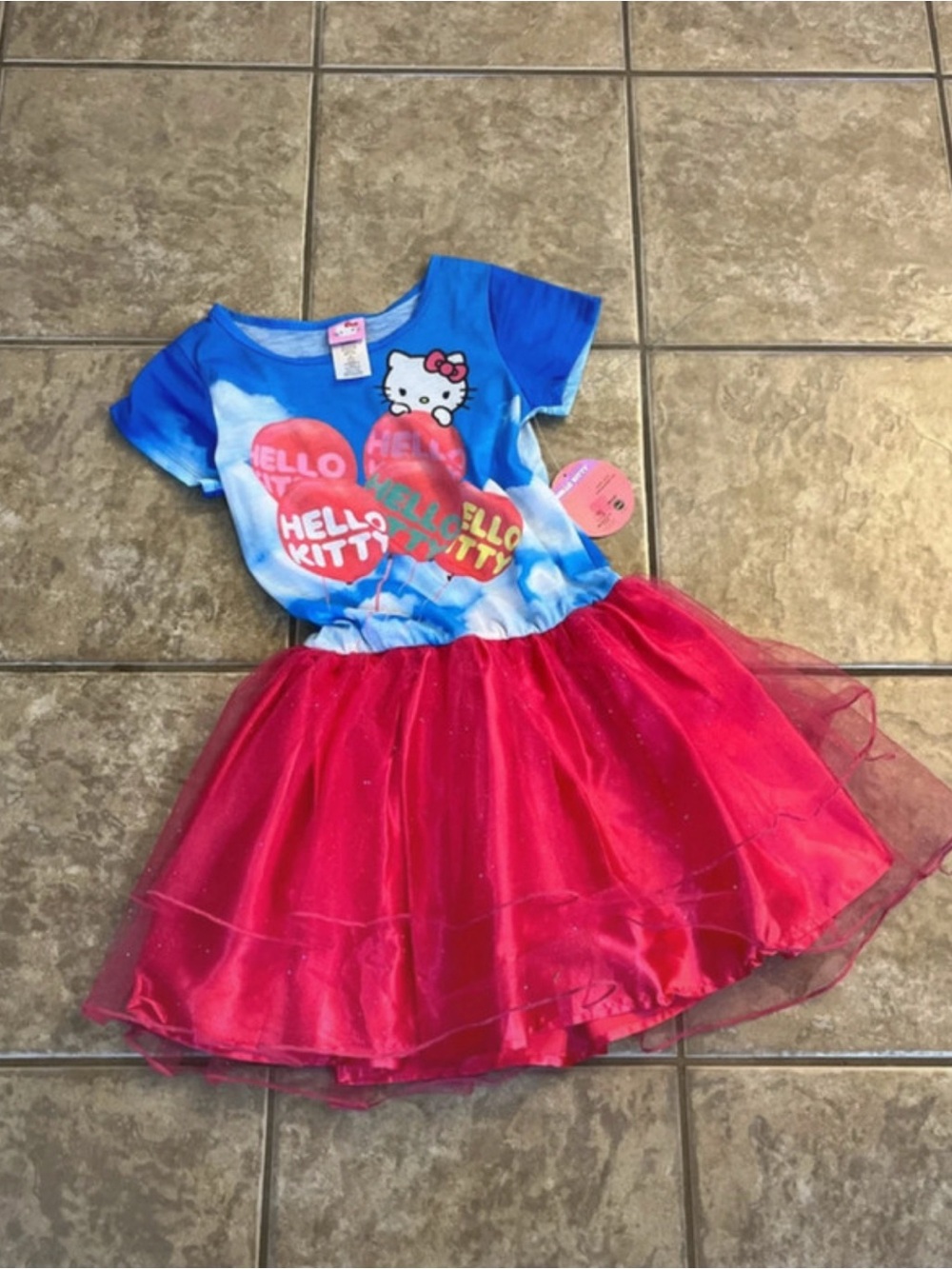 Hello Kitty Blue Top with Hot Pink Tulle Skirt Costume Dress Size 10-12